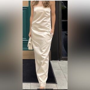Elegant Cream Satin Dress by Zara